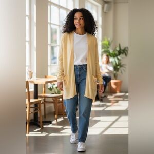 Eileen Fisher Women's Yellow 100%Silk Cardigan